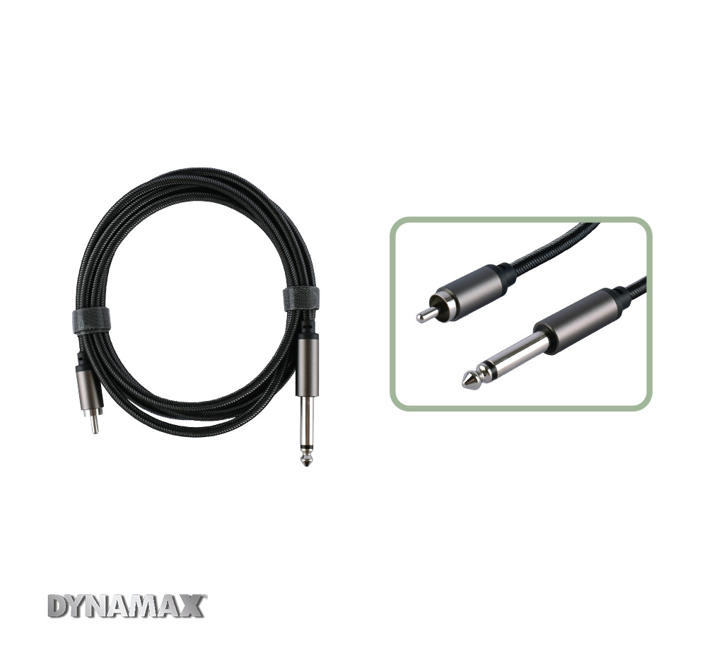 DYNAMAX 6.35 mm Mono Plug to RCA Plug Cable (1.5M)