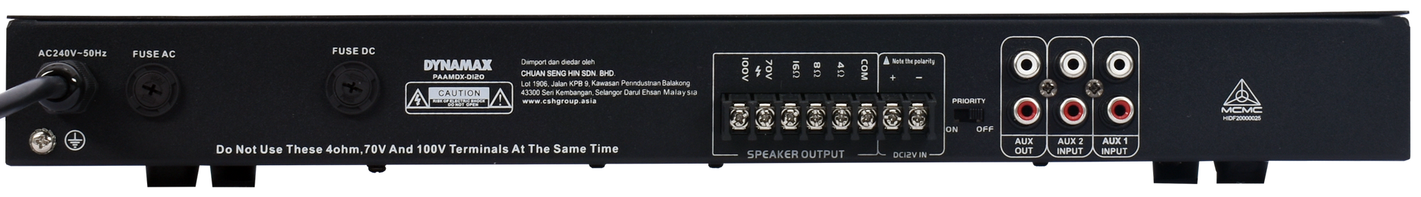 DYNAMAX Background Music System For Cafe, Restaurant, Boutique DYNAMAX 120W PA Amplifier, 4