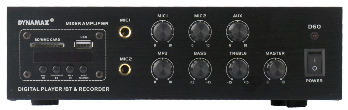 PA System For BALASAH, Indoor DYNAMAX D60 60W PA Amplifier, PRO550M 2-Way 5 1/2 Inch Box Speaker/Wall Speaker Surau