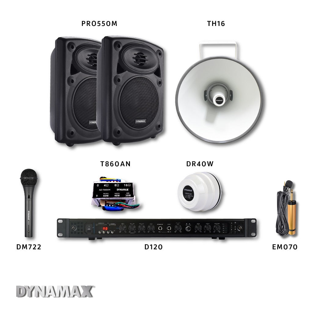 PA System For BALASAH, Indoor & Outdoor DYNAMAX D120 PA Amplifier, Wall Speakers, Horn Speaker Masjid Surau