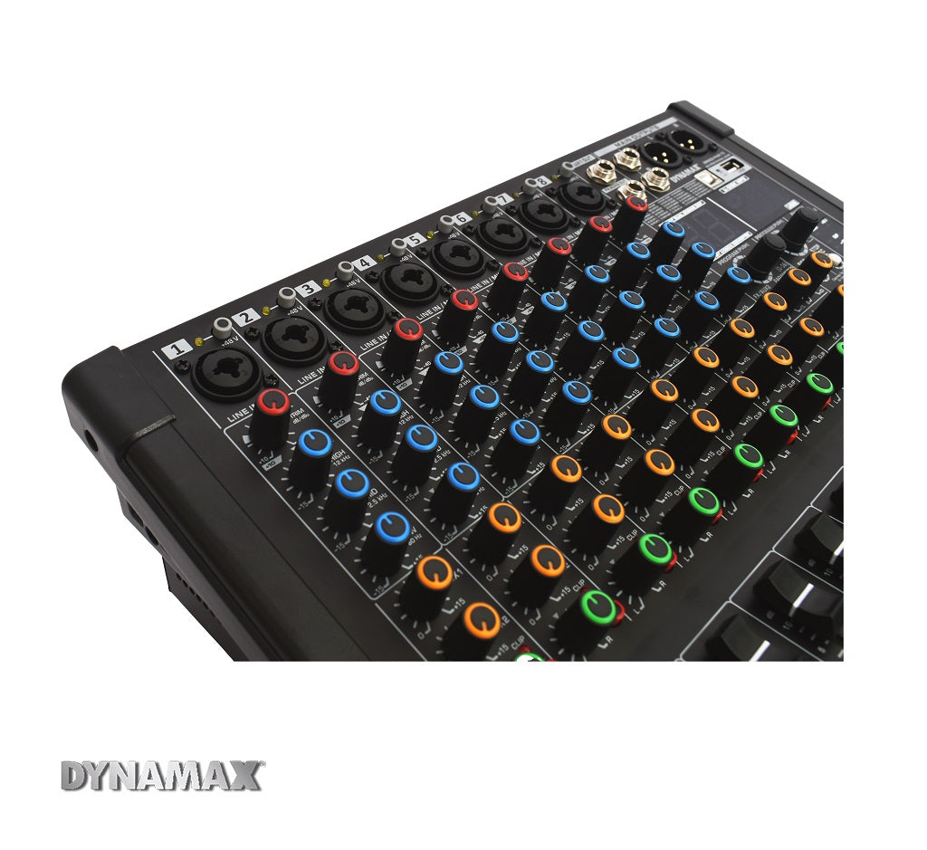 DYNAMAX Sound System DYNAMAX PW8170 8-Channel 170W x 2 Powered Mixer With USB / Bluetooth / 32-Bit DSP / 48V Phantom Power (MCMC Approval),  15
