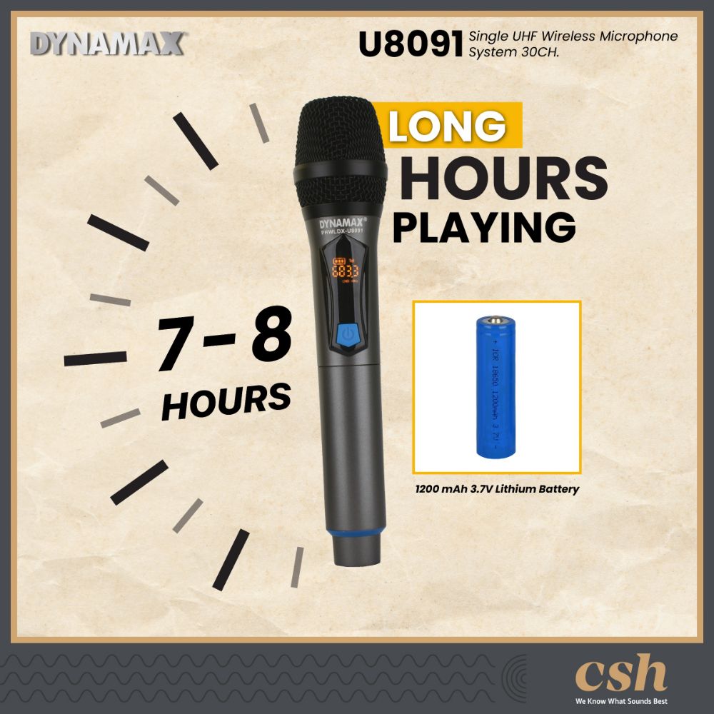 (MCMC) DYNAMAX U8091 UHF Wireless Vocal Dynamic Microphone Headset Mic Mikrofon Wireless Mic