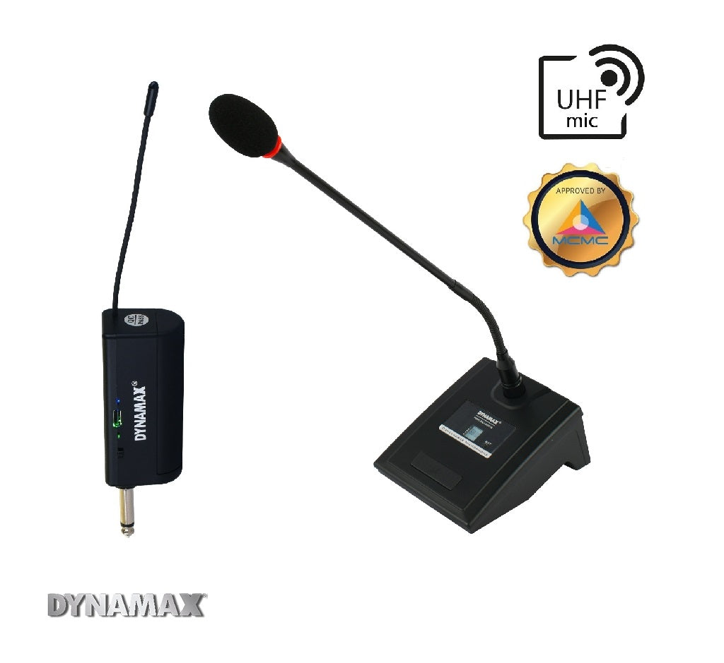 (MCMC) DYNAMAX U8091G Single UHF Wireless Desktop Microphone Mikrofon Wireless Mic
