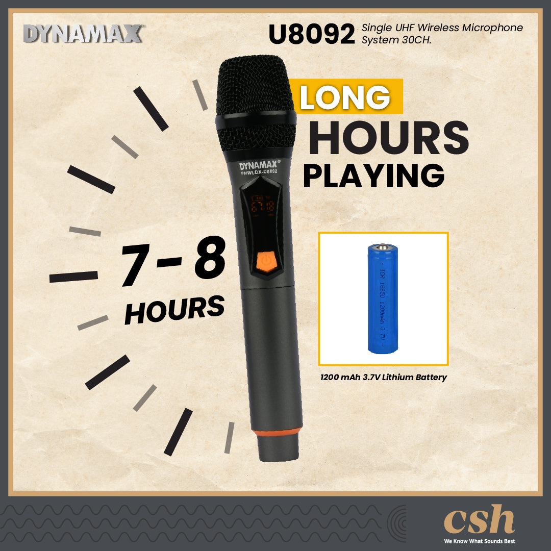 (MCMC) DYNAMAX U8092 Dual UHF Wireless Vocal Dynamic Microphone Headset Mic Mikrofon Wireless Mic