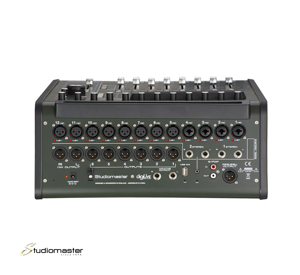 Studiomaster DGLIVE16 Digital Mixer 16 Channel, 12 mic Input & 2 Stereo & balanced XLR Output