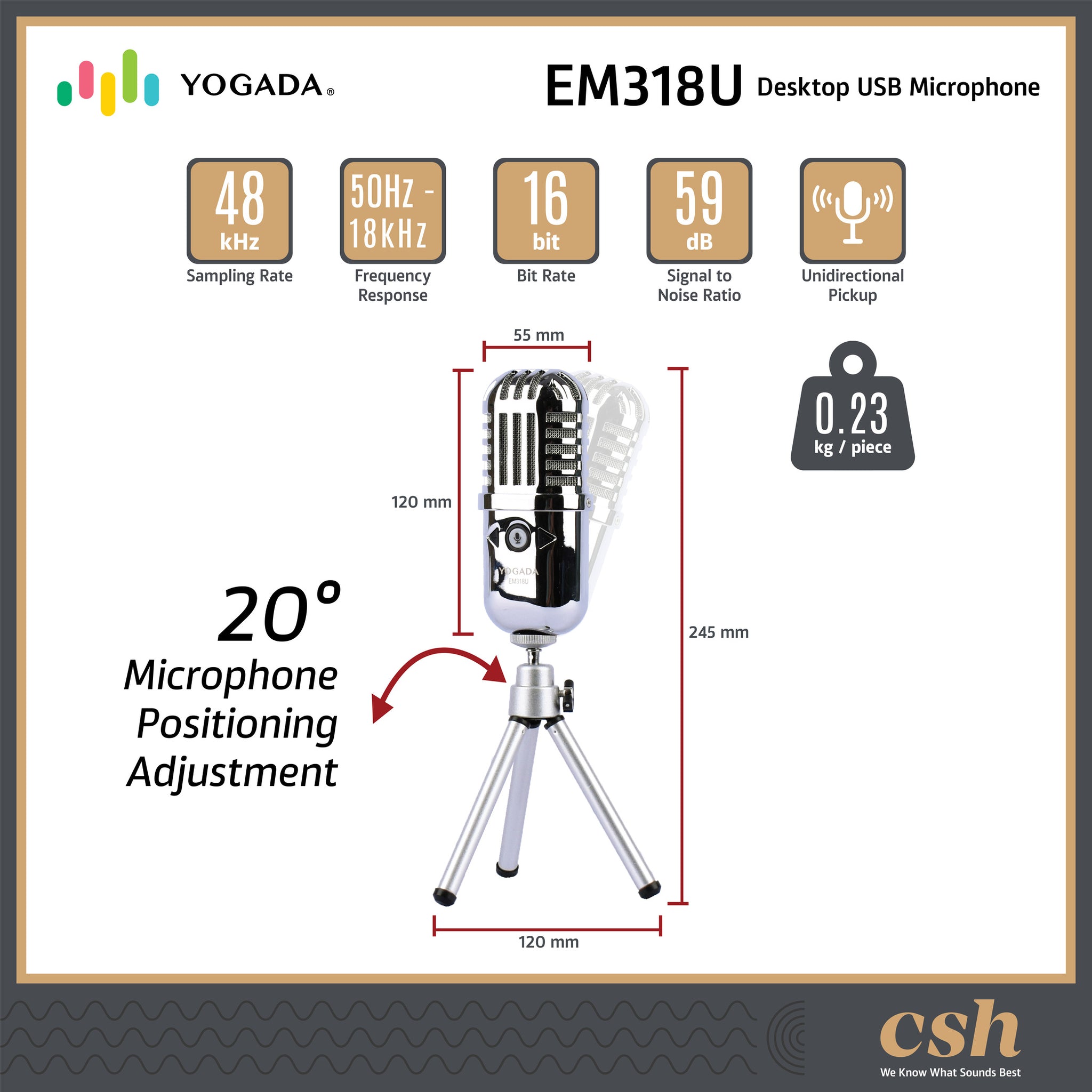 YOGADA EM318U Desktop USB Microphone (Made In Taiwan)
