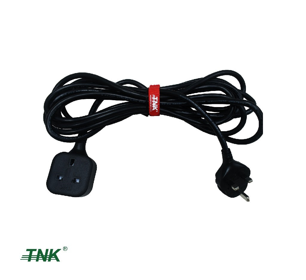 TNK EW1.25 / EW1.2 Extension Trailing Socket 13A Molded Plug & Socket 1 WAY / 2WAY Extension Wire (Cable OD: 7.58mm) (5m / 10m)