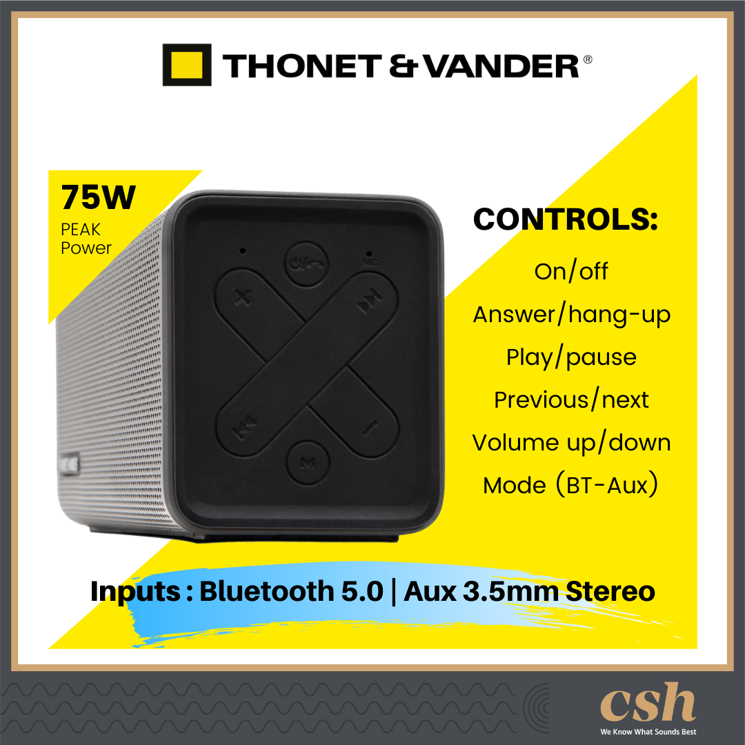Thonet and Vander FREI TOPP Upgraded Version 75W Portable Bluetooth Speaker with TWS, Aux, Mic (Metalic Black)