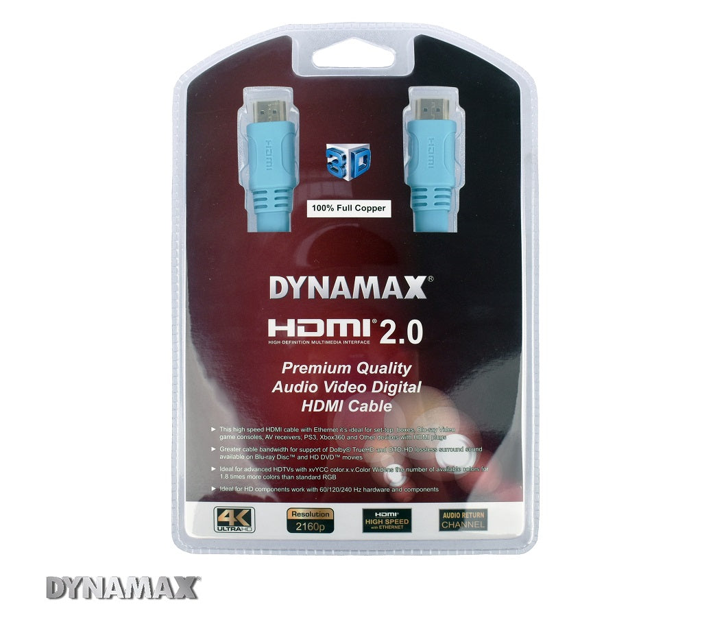 DYNAMAX HD20 HDMI 2.0 Cable 3D 4K 2160P Male to Male 1.8meter