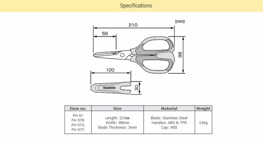 ENGINEER PH57 Combination Scissors DP Stainless Steel Scissors
