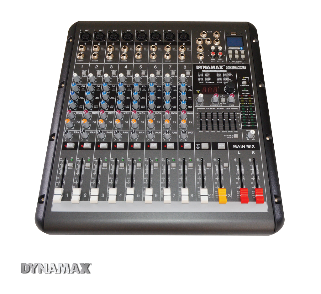 DYNAMAX PW820 8-Channel Powered Mixer