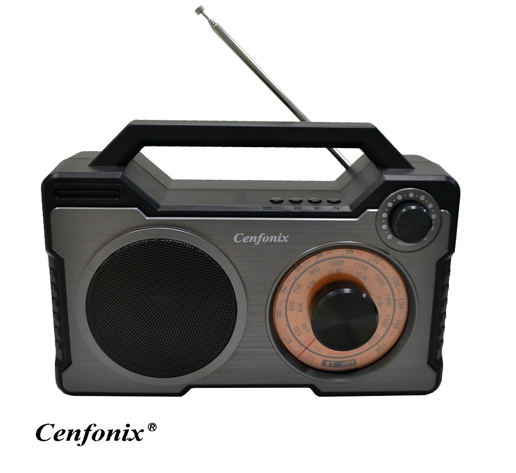 Cenfonix RA300 Mini Radio with Bluetooth, USB, TF, Rechargeable battery, 3band FM/MW/SW, Ancient Design
