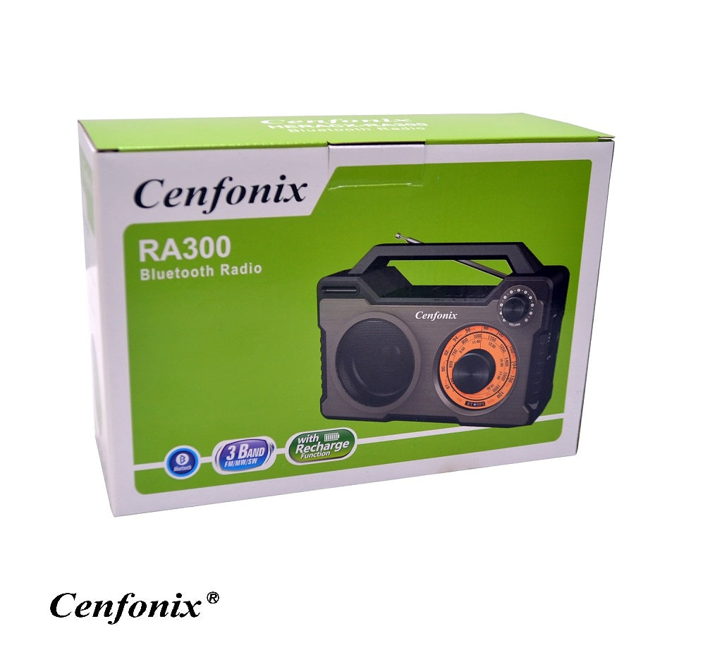 Cenfonix RA300 Mini Radio with Bluetooth, USB, TF, Rechargeable battery, 3band FM/MW/SW, Ancient Design