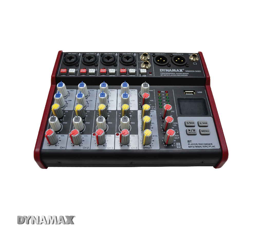 DYNAMAX SE6D Professional 6-Channel (4 Mono and 1 Stereo) Effect Mixer