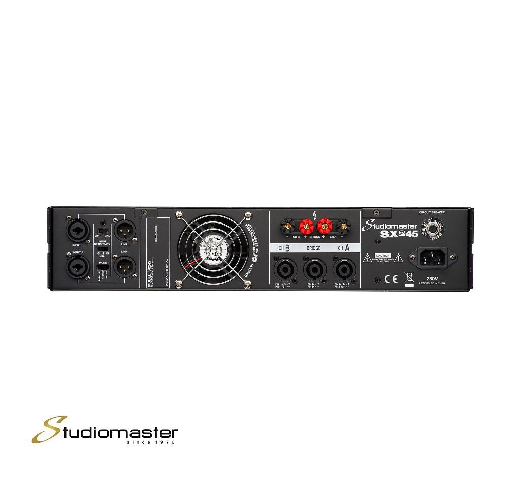 Studiomaster SX245 2 x 1100W 8ohm 2U Power Amplifier Class AB with 2 Step H amp