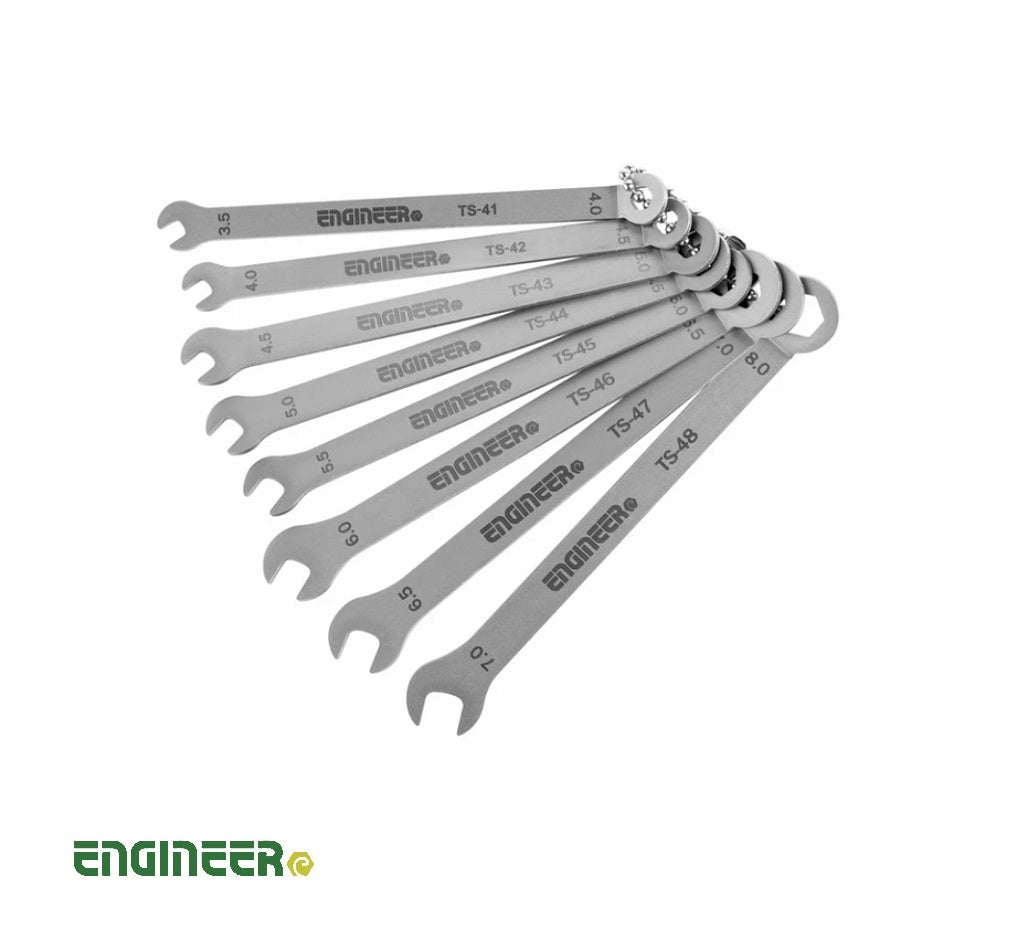 ENGINEER TS04 8-in-1 Combination Spanner Set with very thin shank & head