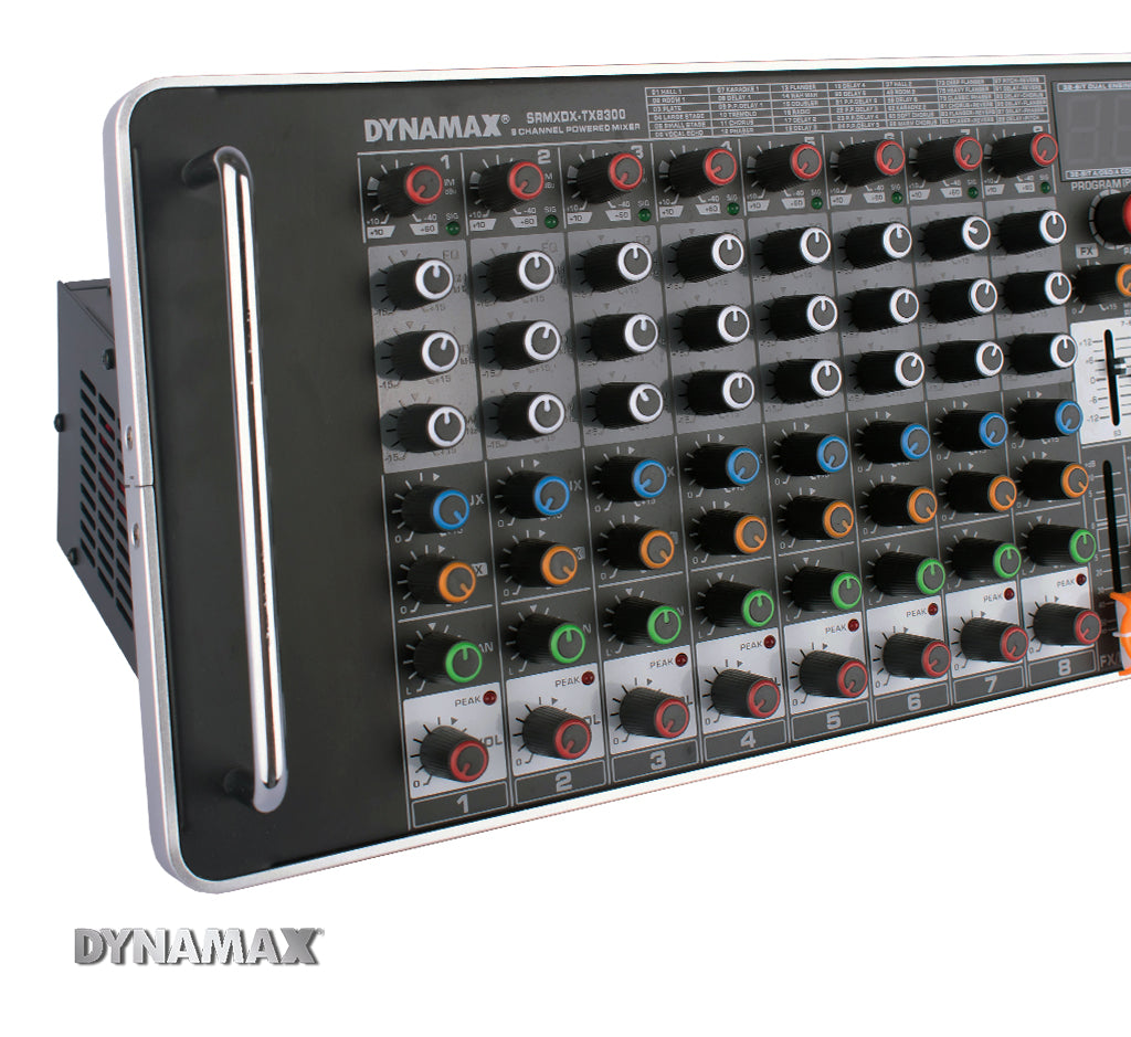 DYNAMAX Sound System DYNAMAX TX8300 8-Channel 300W x 2 Powered Mixer With USB / Bluetooth / 32-Bit DSP / 48V Phantom Power (MCMC Approval), 12