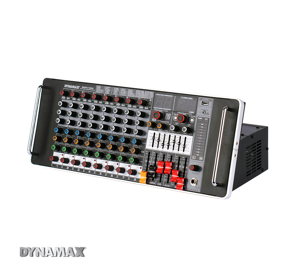 DYNAMAX Sound System DYNAMAX TX8300 8-Channel 300W x 2 Powered Mixer With USB / Bluetooth / 32-Bit DSP / 48V Phantom Power (MCMC Approval), 12