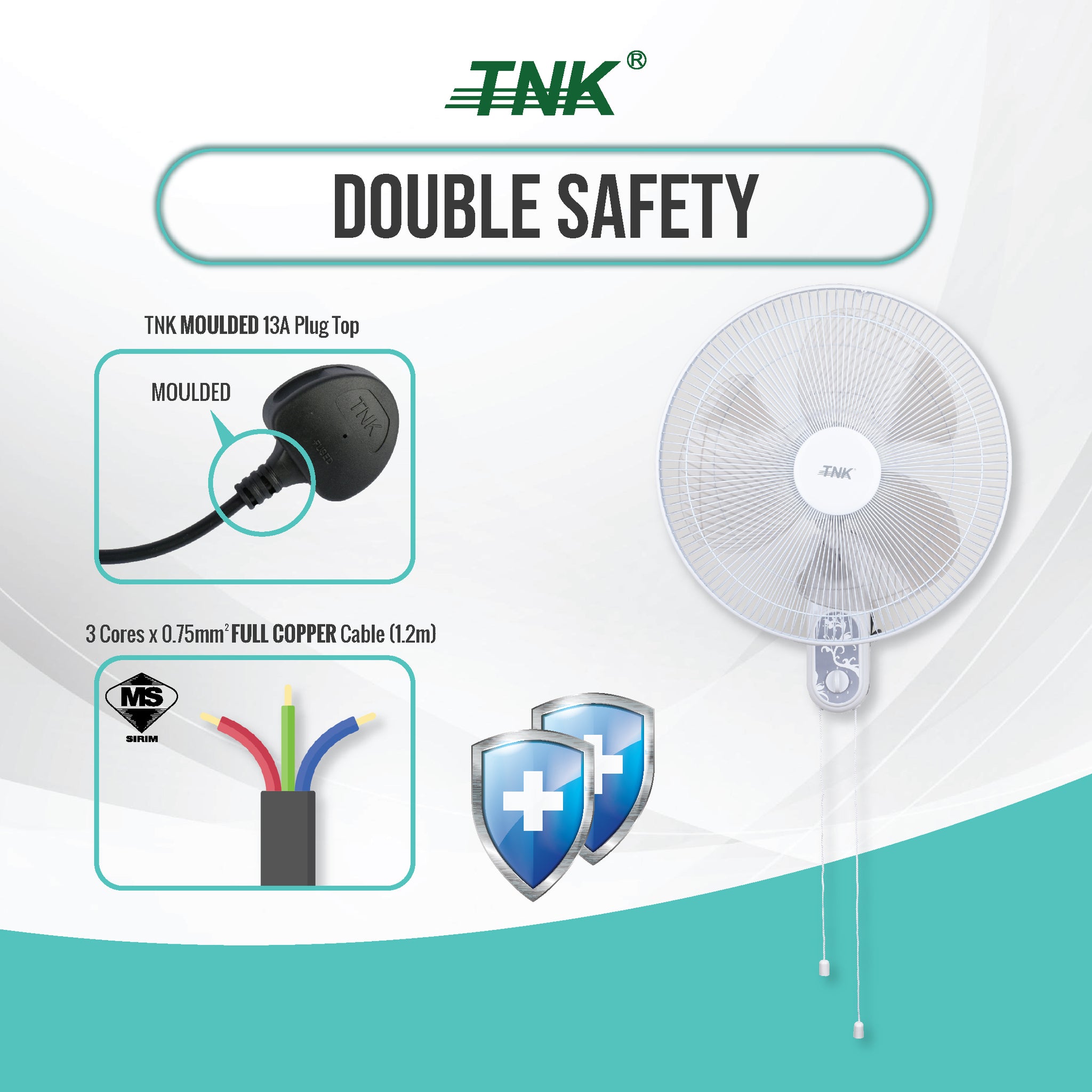 TNK WF16CL 16 inch Wall Fan 3 Speed Kipas Dinding SIRIM