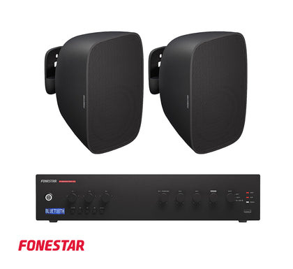 Fonestar Background Music System PROX-120Z 120W Multi-Zone PA Amplifier, 2 units SONORA 5TN  5.25