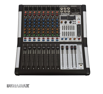 DYNAMAX PM8300 8-Channel 300W x 2 Powered Mixer (New Version)