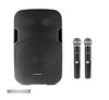 DYNAMAX TSL012 12'' 100W Bluetooth Portable PA System Speaker with 2 pcs 16 channel UHF handheld mic, TWS (MCMC)