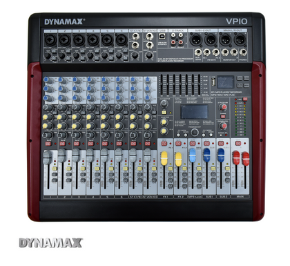 DYNAMAX VP10 10-Channel Analog Mixer (6 Mono + 2 Stereo)