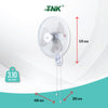 TNK WF16CL 16 inch Wall Fan 3 Speed Kipas Dinding SIRIM